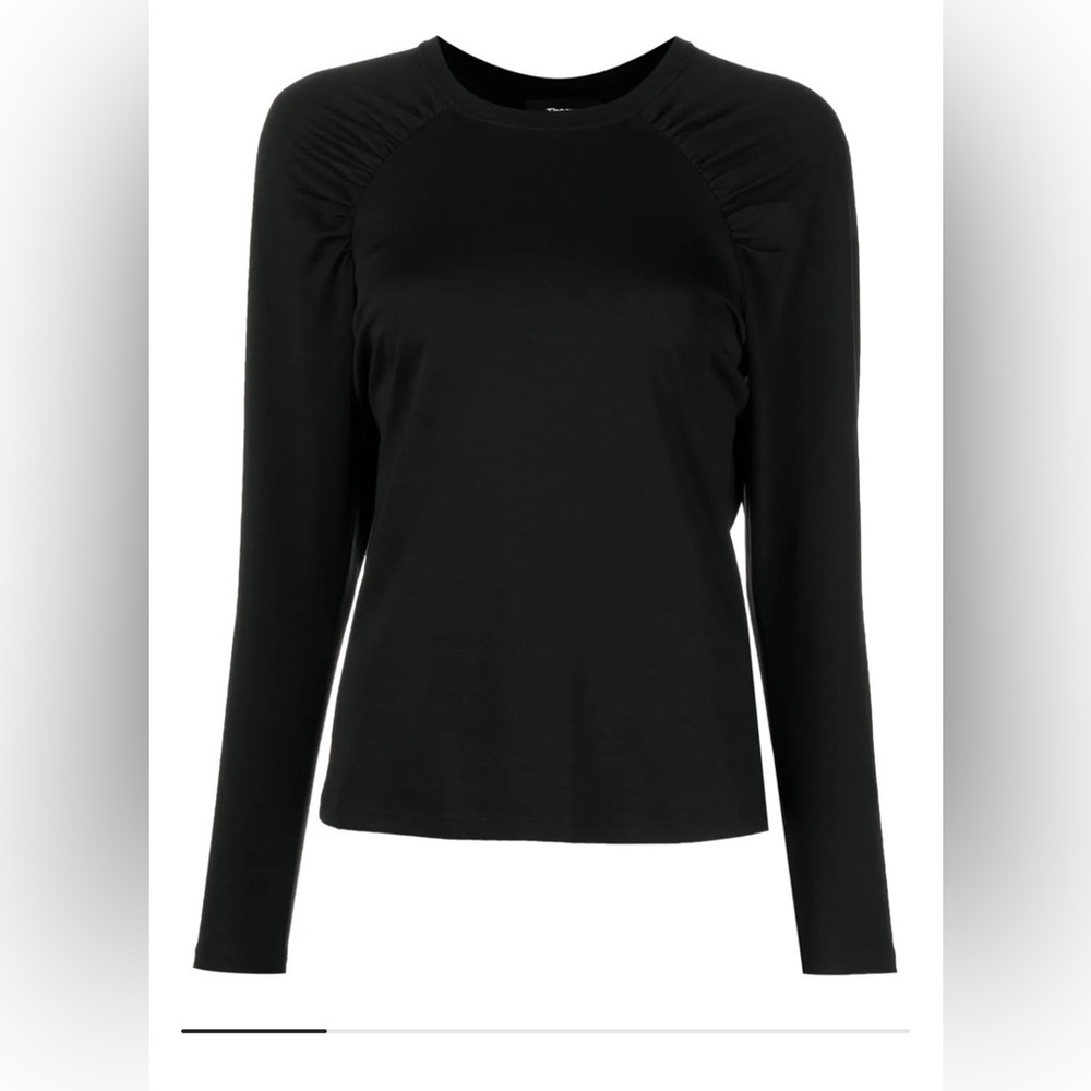 Theory Ruched long sleeved t shirt - black